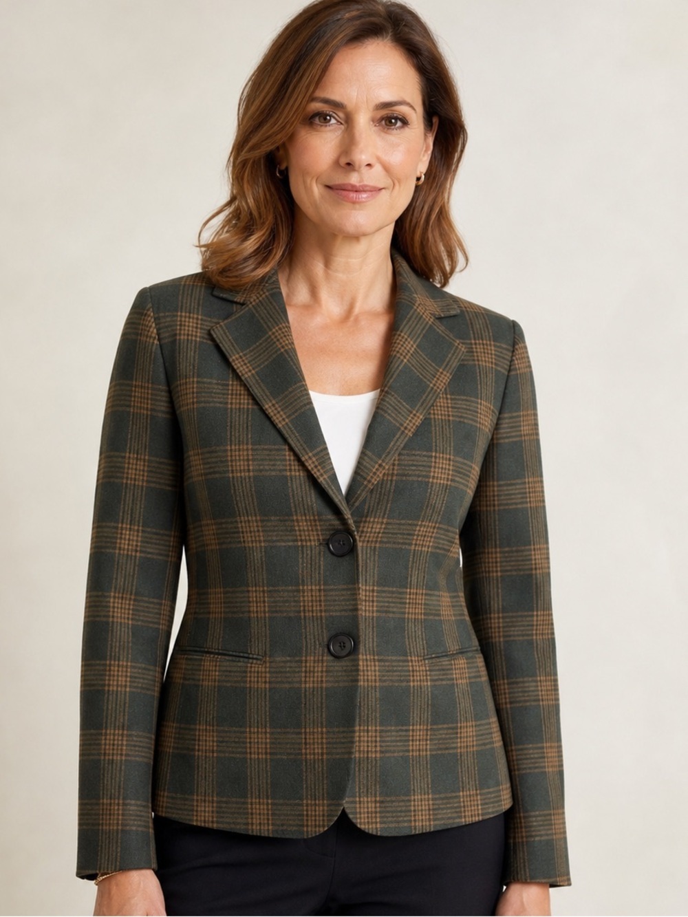 Talbots Plaid‎ Wool Blend Classic Blazer Size 16